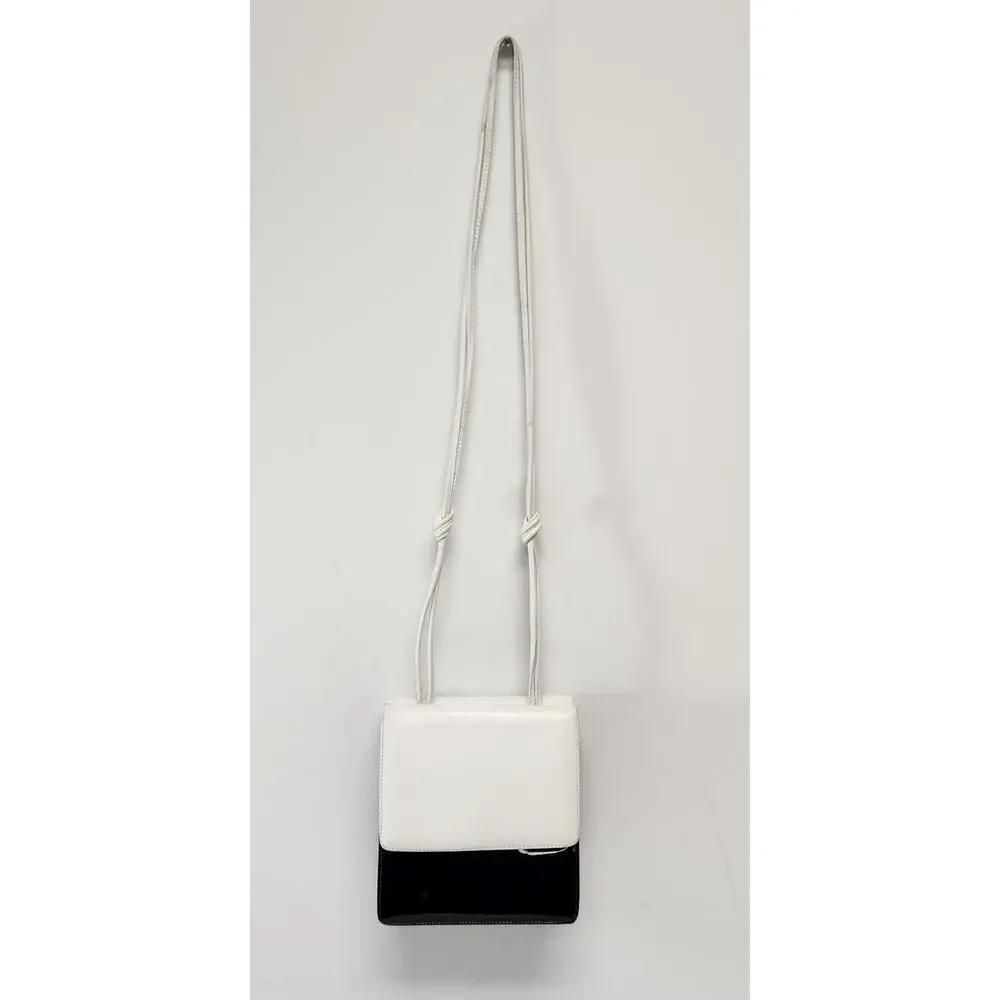 Vintage Bruno Magli Black & White Leather Crossbody Shoulder Bag